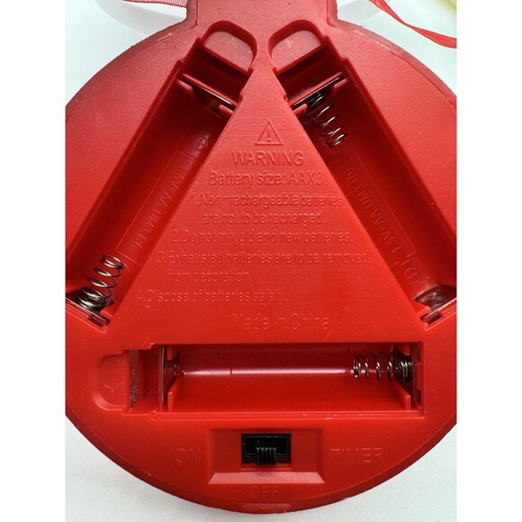 Set of 2 Illuminated Christmas Tree Ornaments Red Circle Santa & Stockings 4.25” - Picture 11 of 11